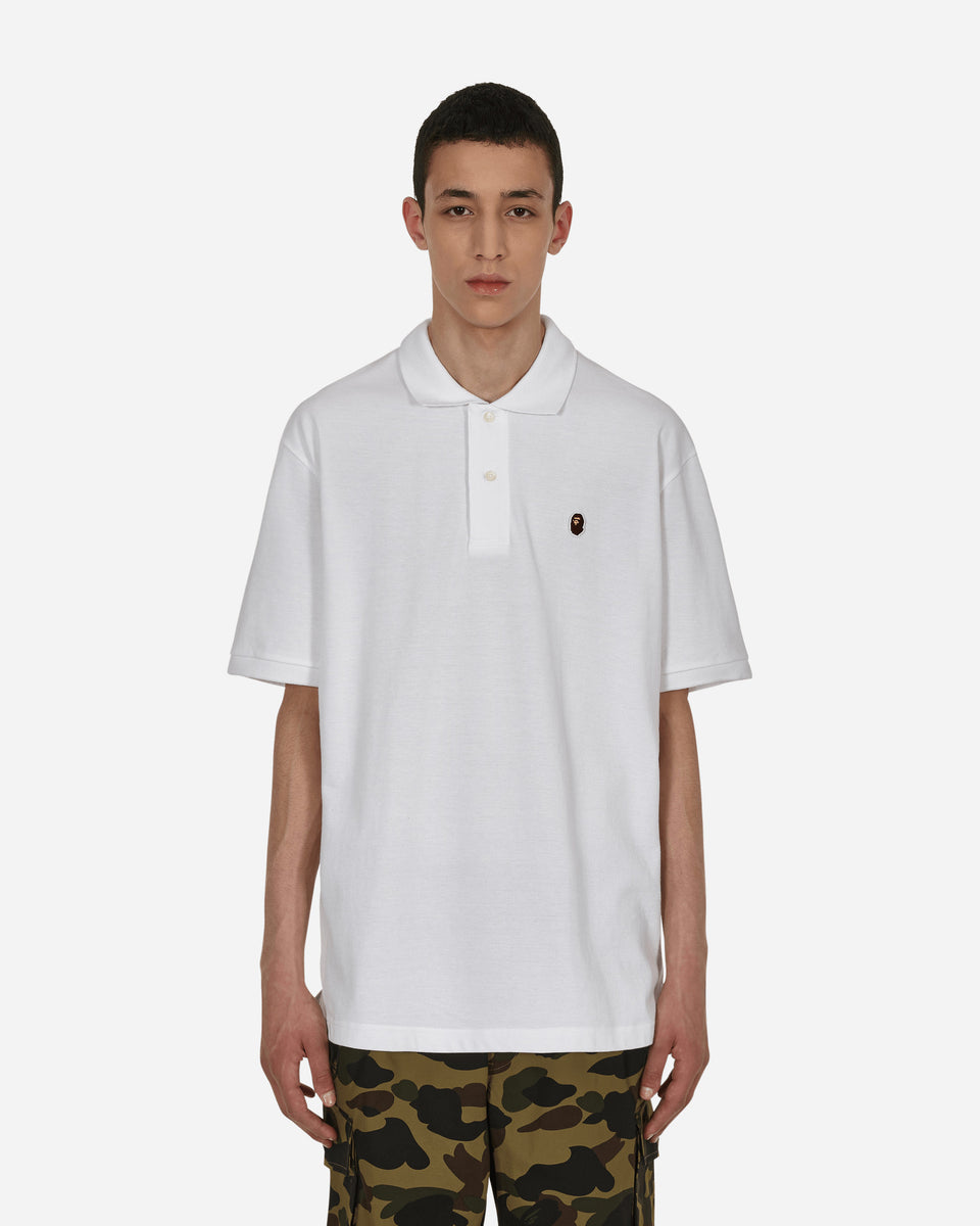 A Bathing Ape Ape Head One Point Relaxed Fit Polo Shirt White