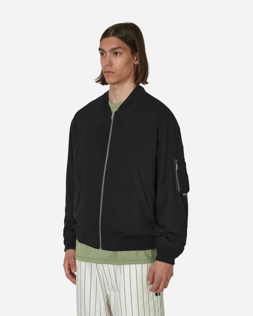 Linen Beach Bomber Jacket Black