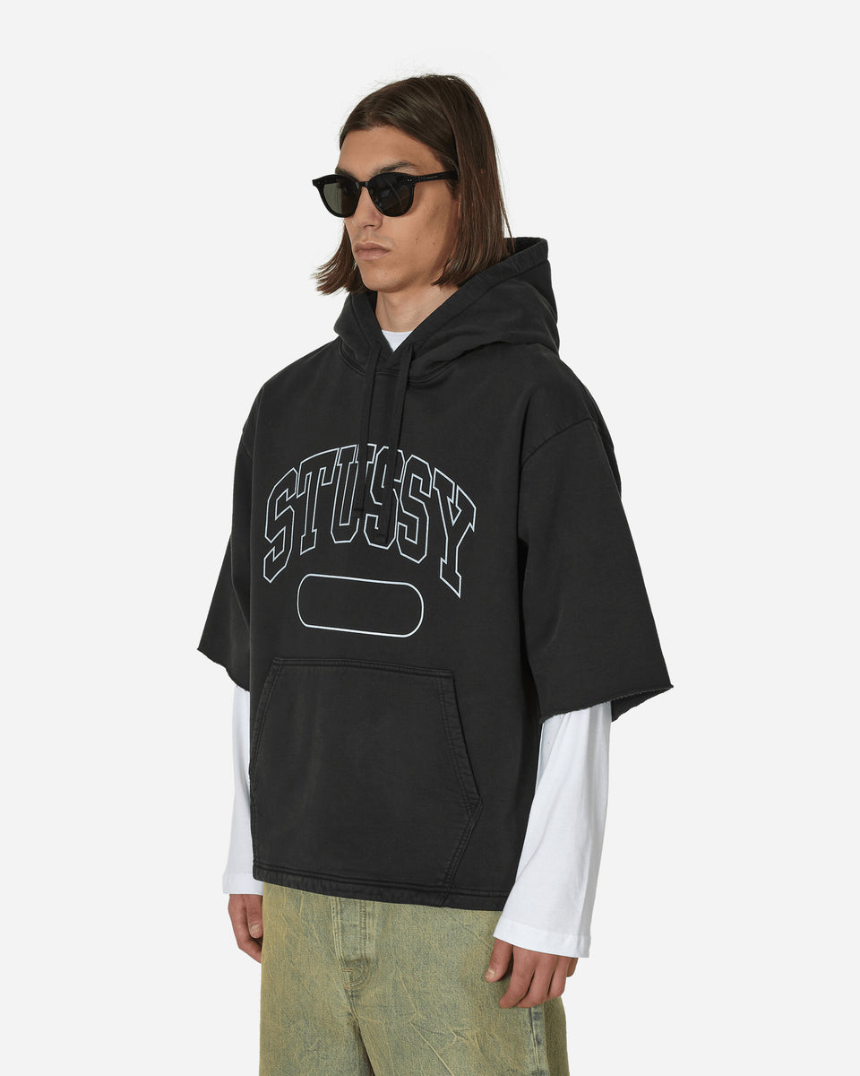 Stüssy SS Boxy Cropped Hooded Sweatshirt Black - Slam Jam