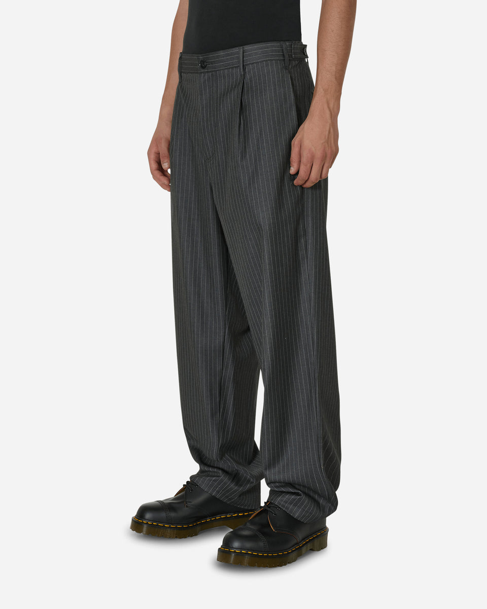 Stripe Volume Pleated Trousers Grey