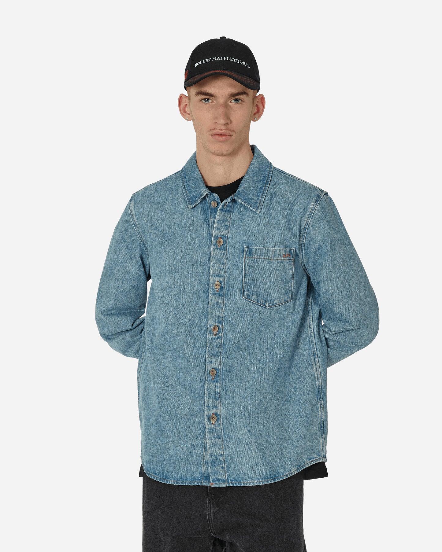 A.P.C. Surchemise Vittorio Brodee Poitrine Lightblue Shirts Overshirt COGWC-H02837 IAB