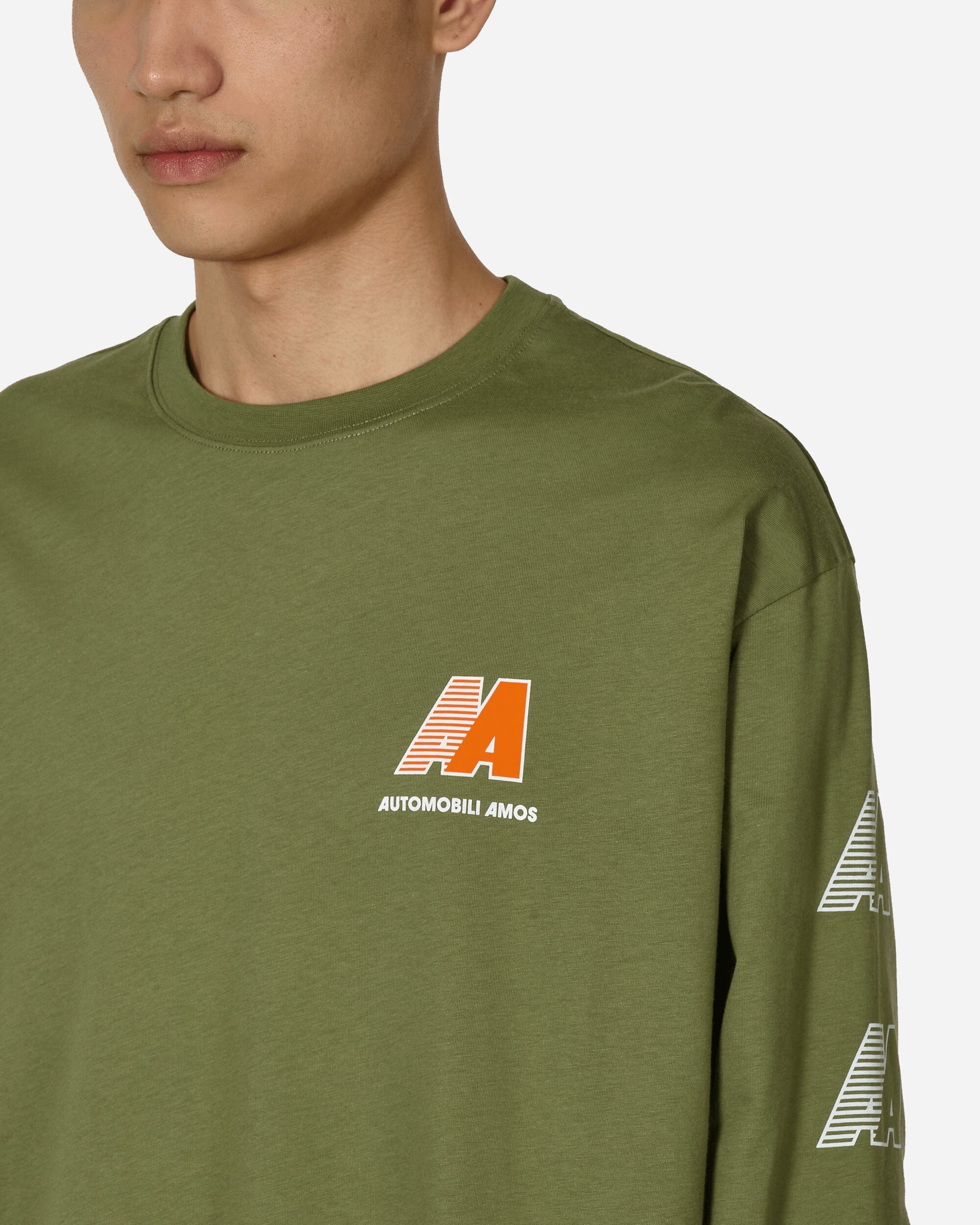 Automobili Amos Amos Long Sleeve Army T-Shirts Longsleeve C1AALS03 ARMY