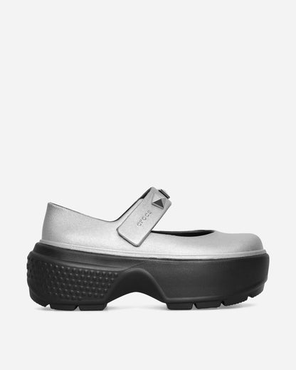 Crocs Wmns Stomp Metallic Mary Jane Silver Classic Shoes Flat Shoes CR.210437 SIL