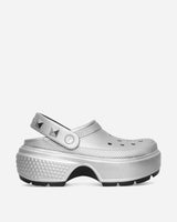 Crocs Wmns Stomp Metallic Clog Silver Sandals and Slides Sandals and Mules CR.210362 SIL