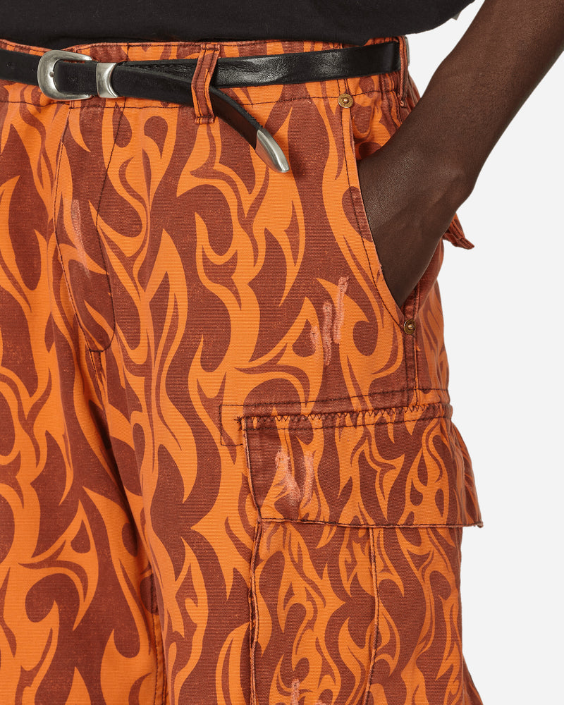 ERL Printed Cargo Pants Woven Orange Flame Pants Cargo ERL08P006 1