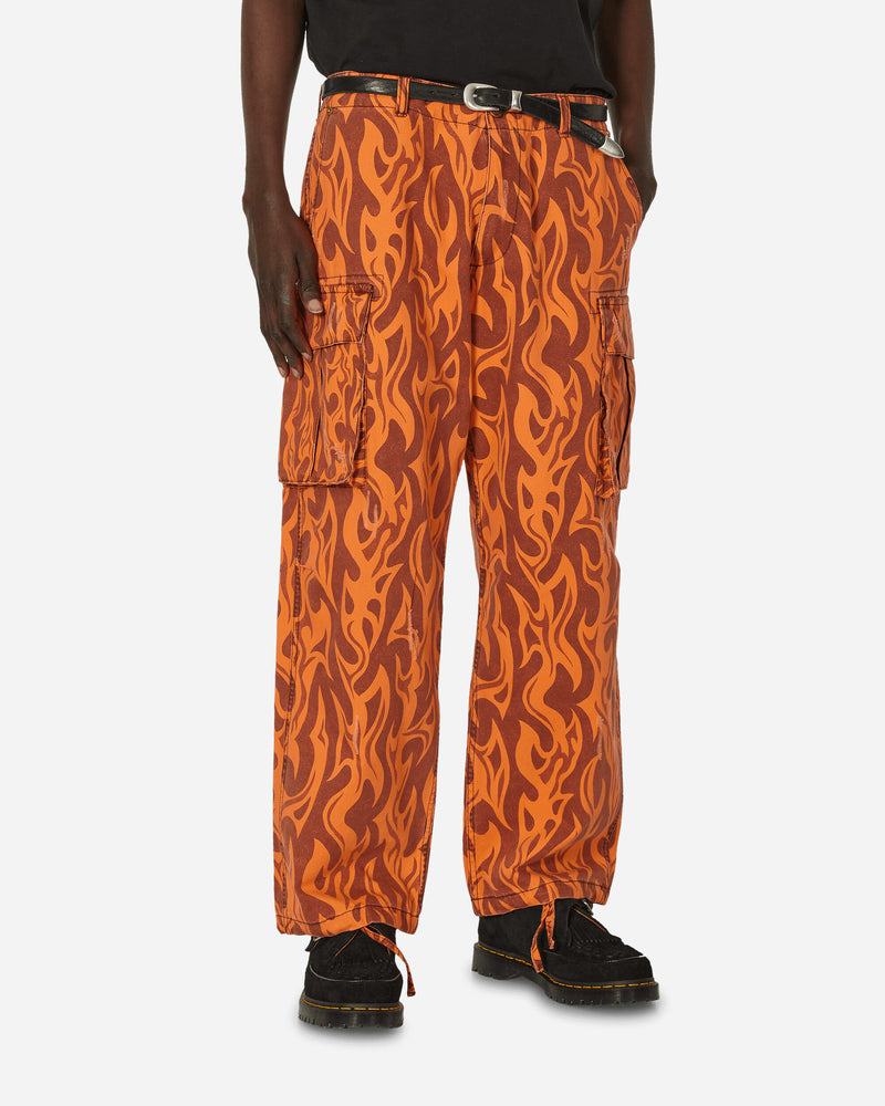 ERL Printed Cargo Pants Woven Orange Flame Pants Cargo ERL08P006 1