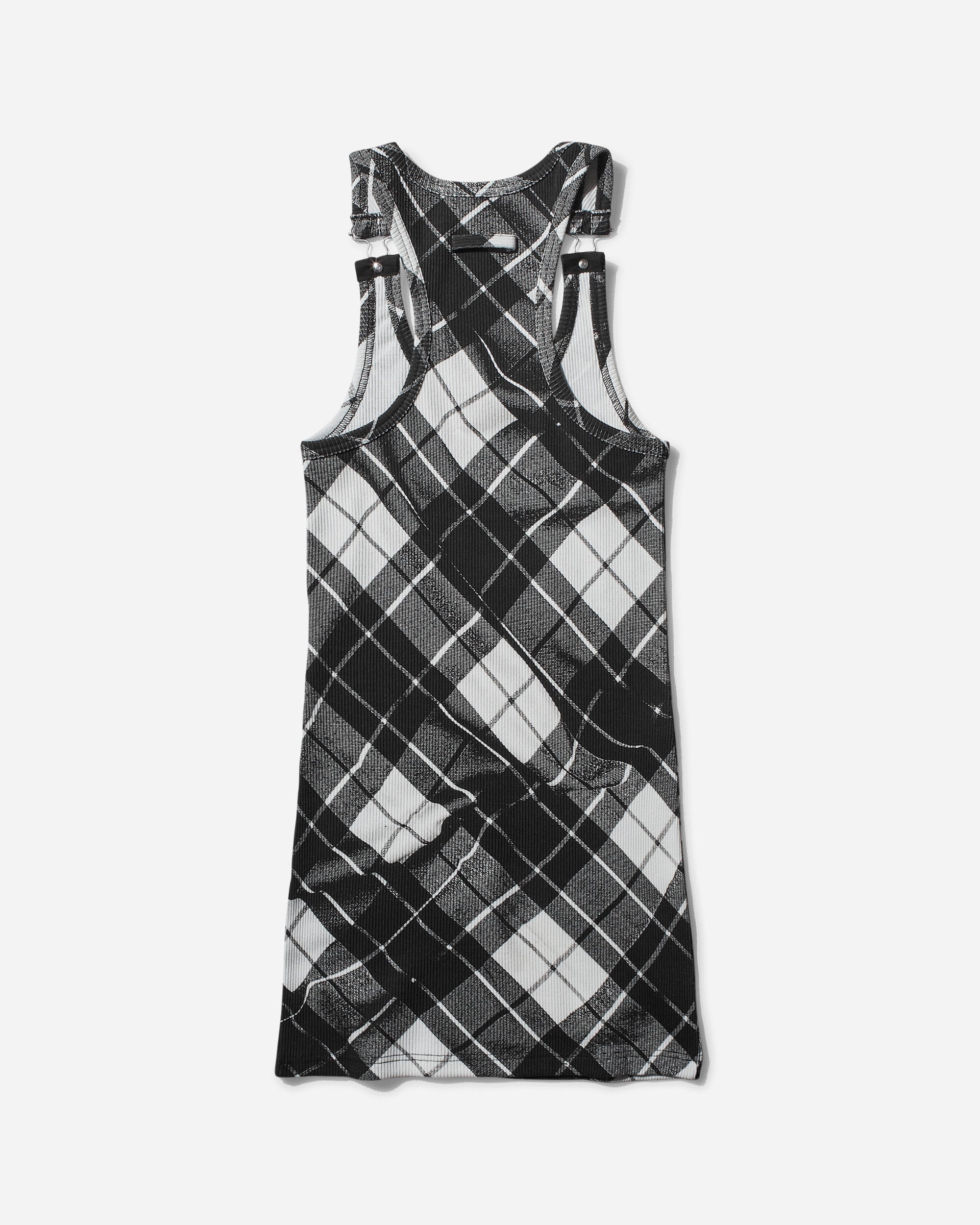 Jean Paul Gaultier Wmns Tartan Ribbed Dress Black/Grey/White Dresses Dress Short 2431FRO301-J565 000201