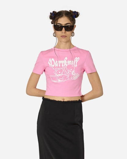 MARRKNULL Wmns Pink Punk Bear Slim-Fit T-Shirt Pink T-Shirts Cropped MN24SS01223 PINK