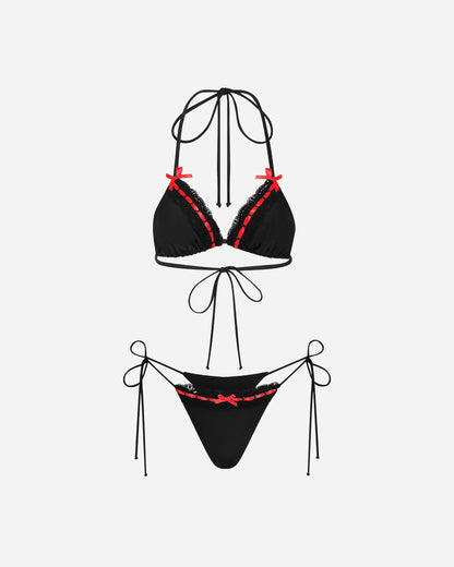 Nii Hai Wmns Lingerie Bikini In Black & Red Black/Red Swimwear Bikinis EXL-SWIM-PLLB ABLK