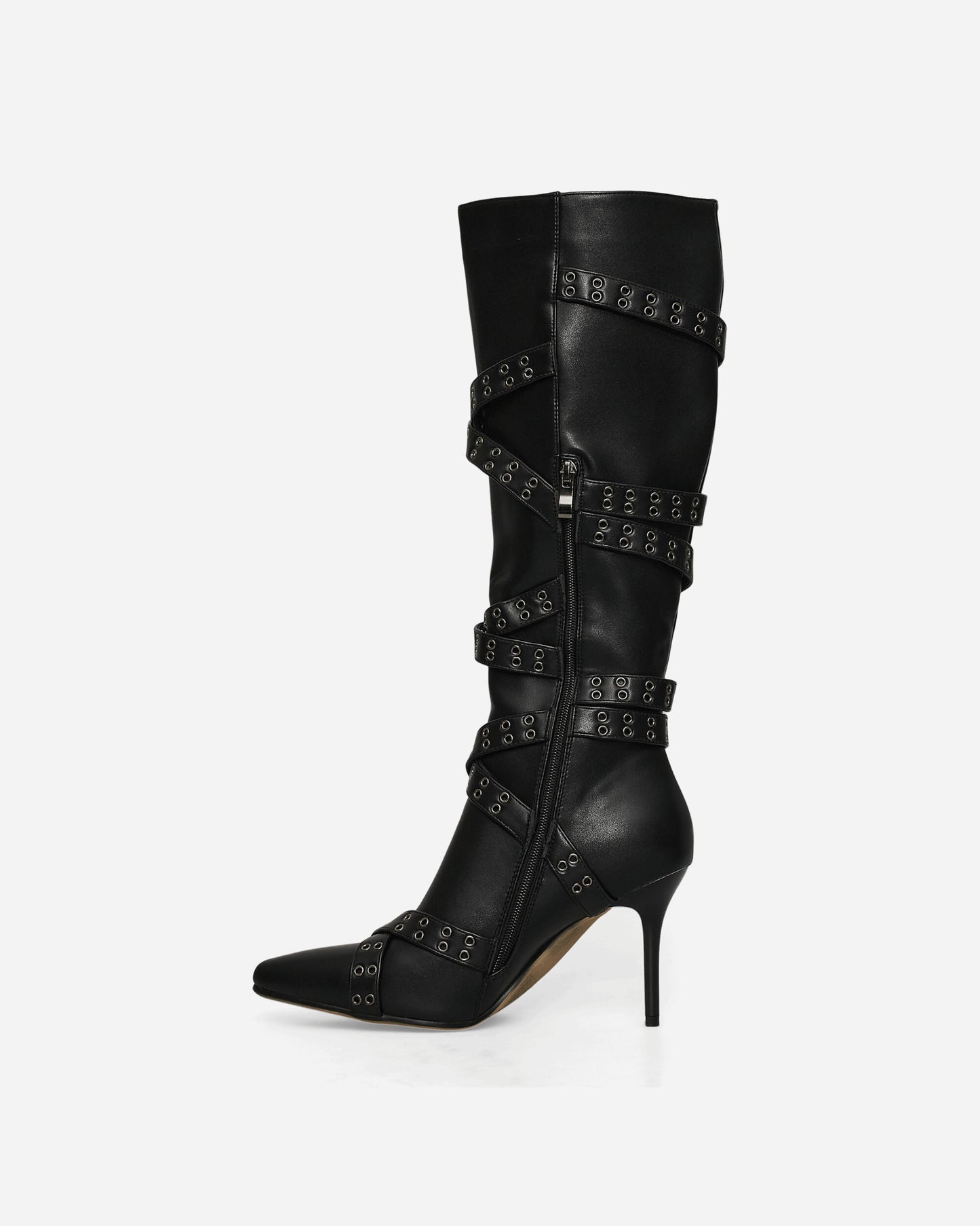 Nii Hai Wmns Nii Hai Strappy Boots Black Boots Knee SHOE-NHSB BLK