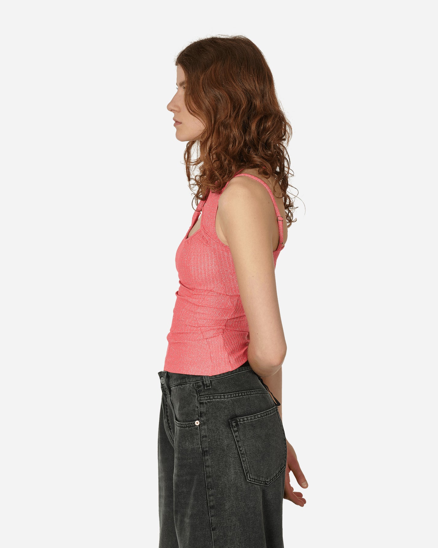 Ottolinger Wmns Layered Cut-Out Tank Top Pink T-Shirts Cropped 0408403 PINK