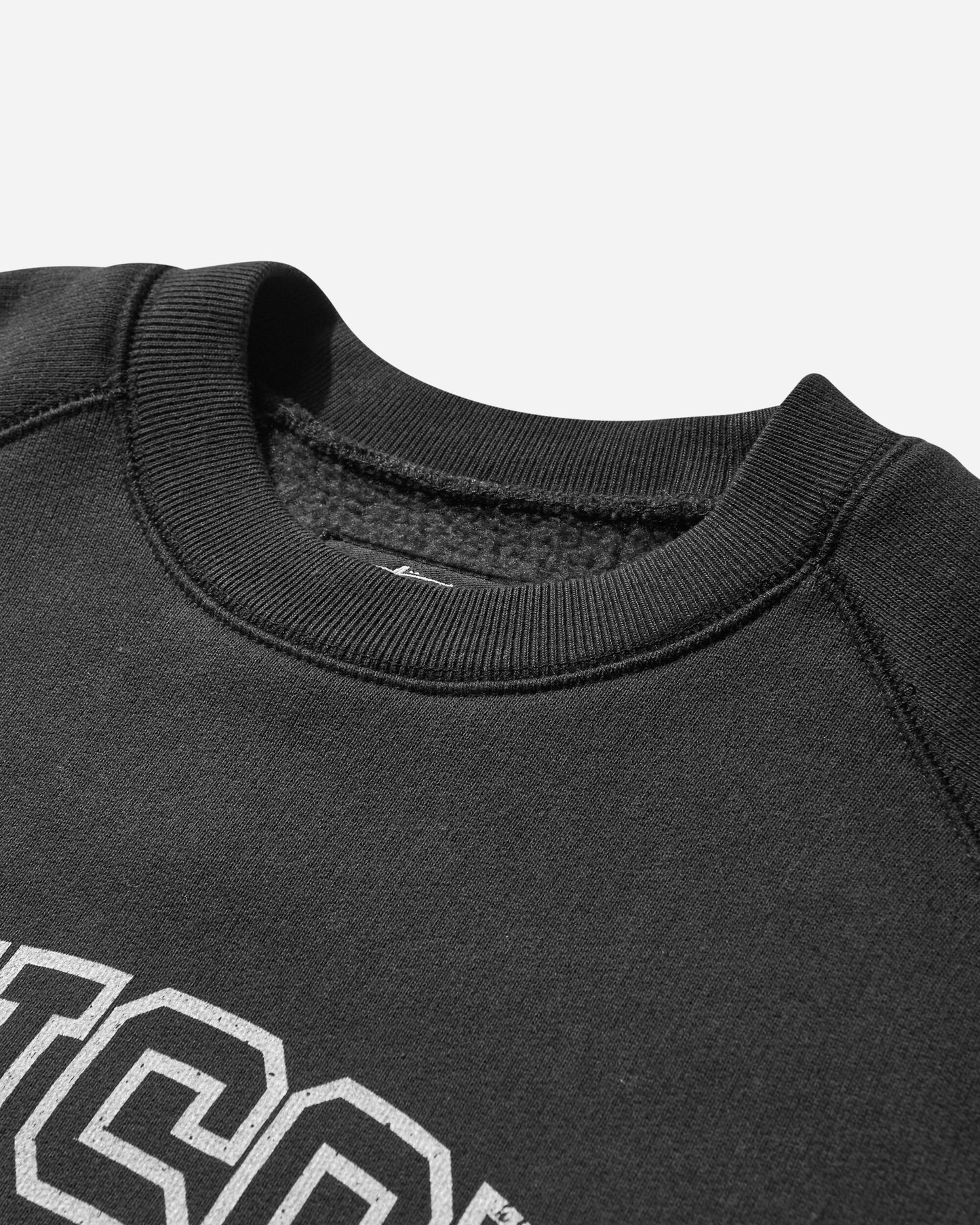 Stüssy Overlock Varsity Raglan Crew Washed Black Sweatshirts Crewneck 118564SJ 0034