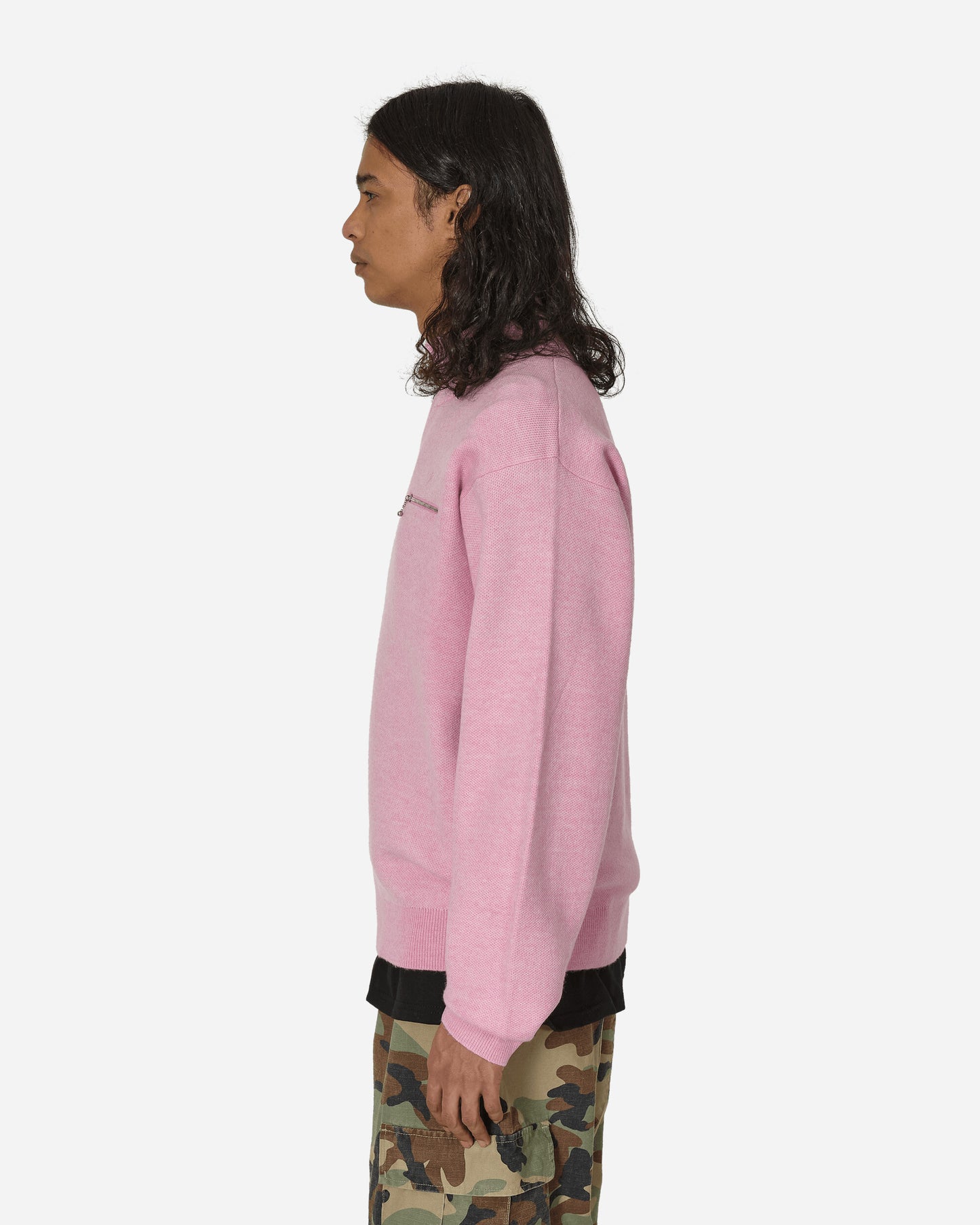 Stüssy Half Zip Mock Neck Sweater Pink Sweatshirts Zip-Ups 117219 0604