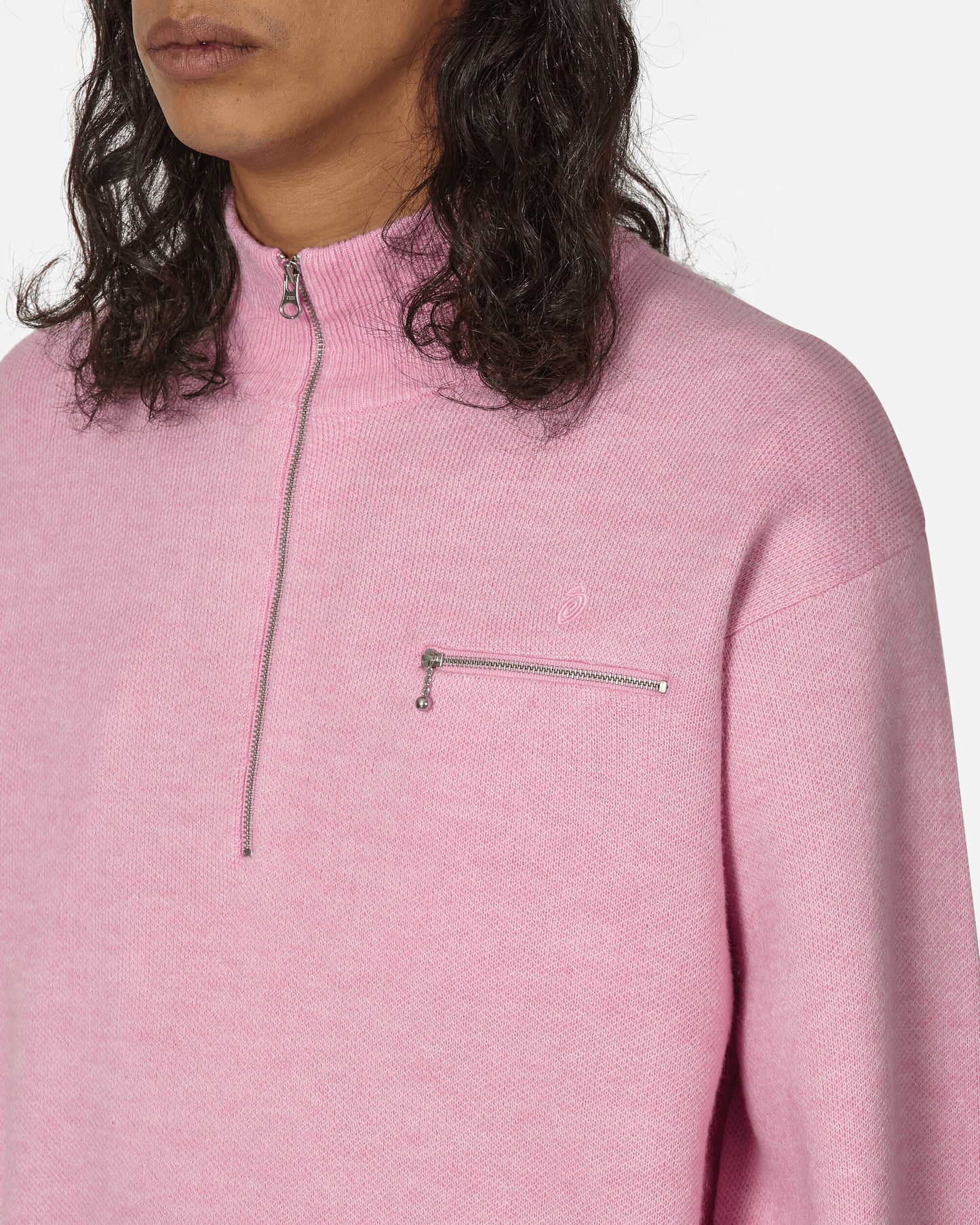 Stüssy Half Zip Mock Neck Sweater Pink Sweatshirts Zip-Ups 117219 0604