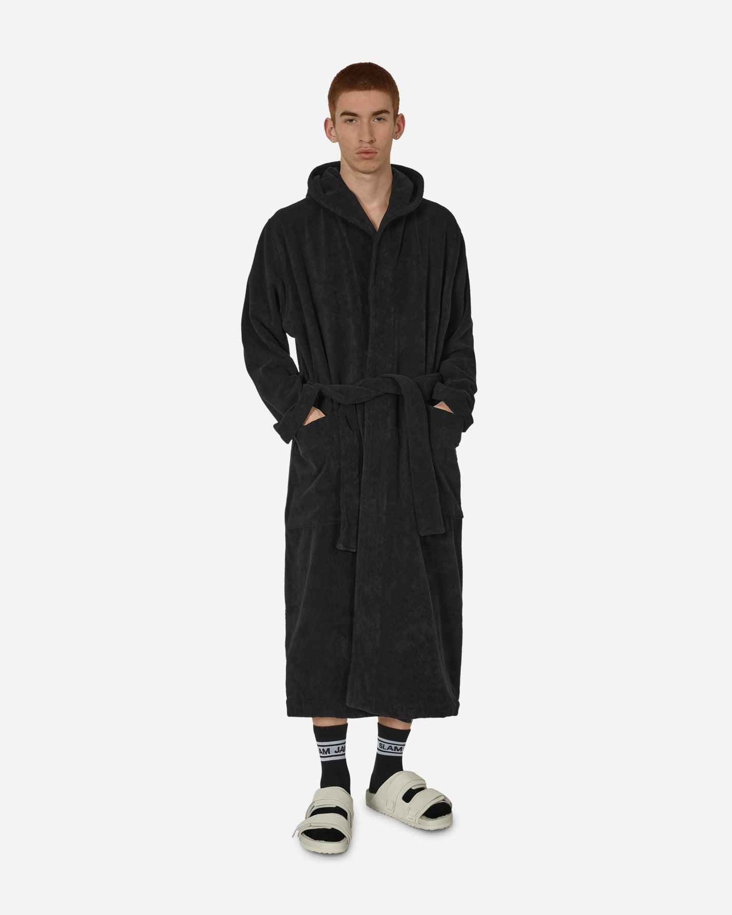 Tekla Hooded Bathrobe - Solid Black Textile Bathrobes BT-BL BLST