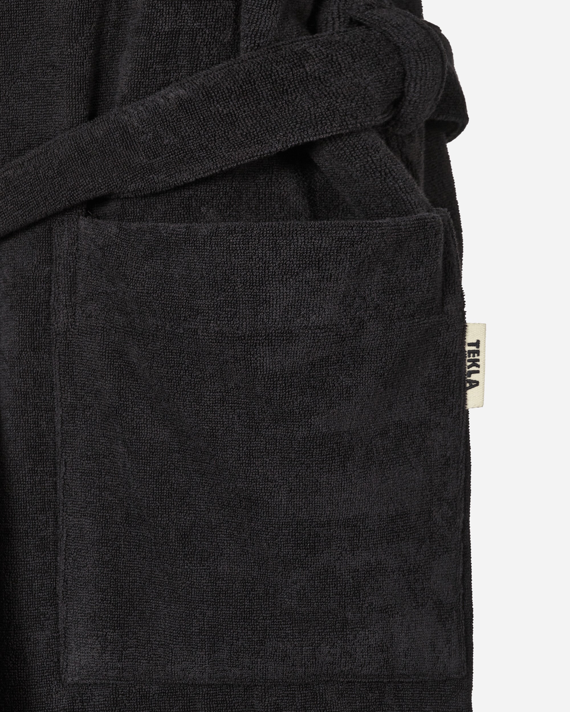 Tekla Hooded Bathrobe - Solid Black Textile Bathrobes BT-BL BLST