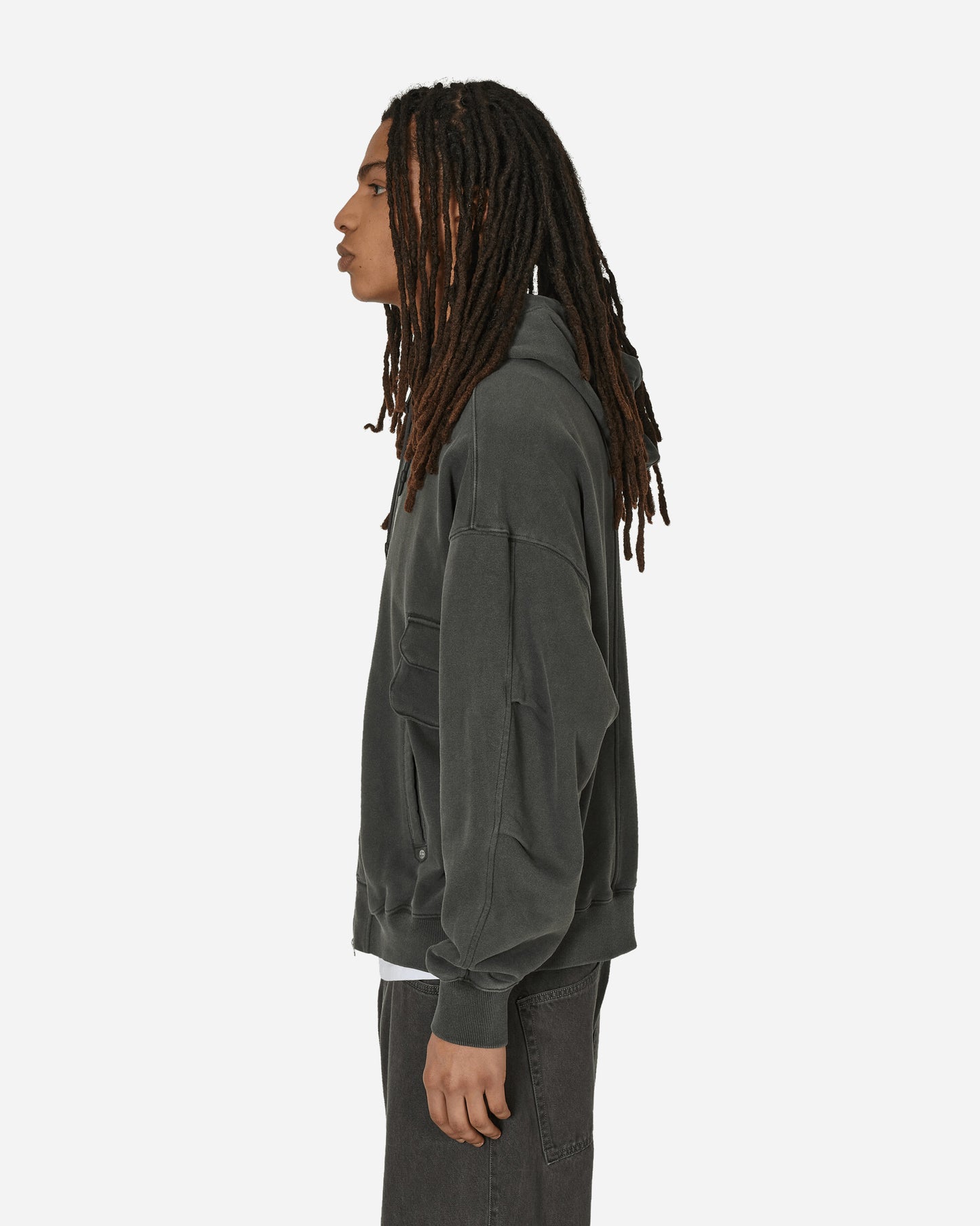 Unaffected Over Dyed 4P Hoodie Zip Up Charcoal Sweatshirts Zip-Ups UN24SSLSS07 CHARCOAL
