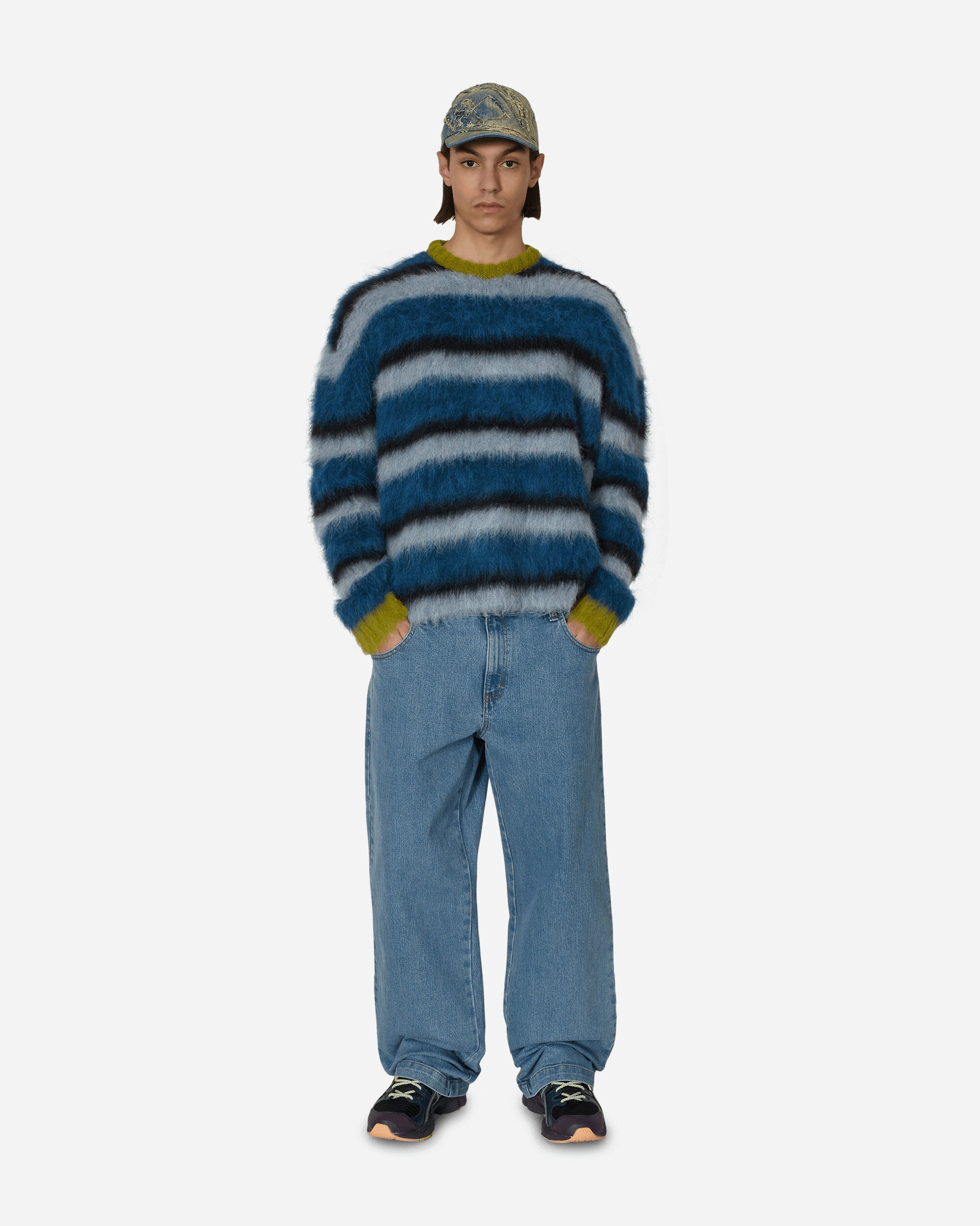 Brain Dead Boxy Stripe Knit Sweater Blue / Multi - Slam Jam