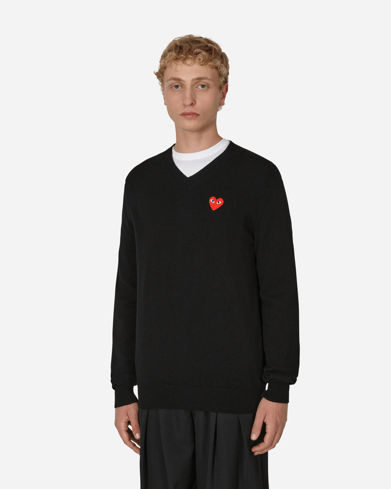 Heart V-Neck Sweater Black
