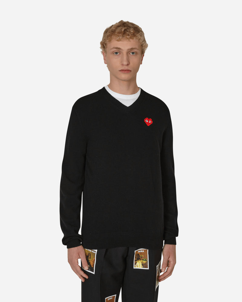 Comme Des Garçons Play Small Heart Vneck Knitwear Black Knitwears Sweaters P1N082 2