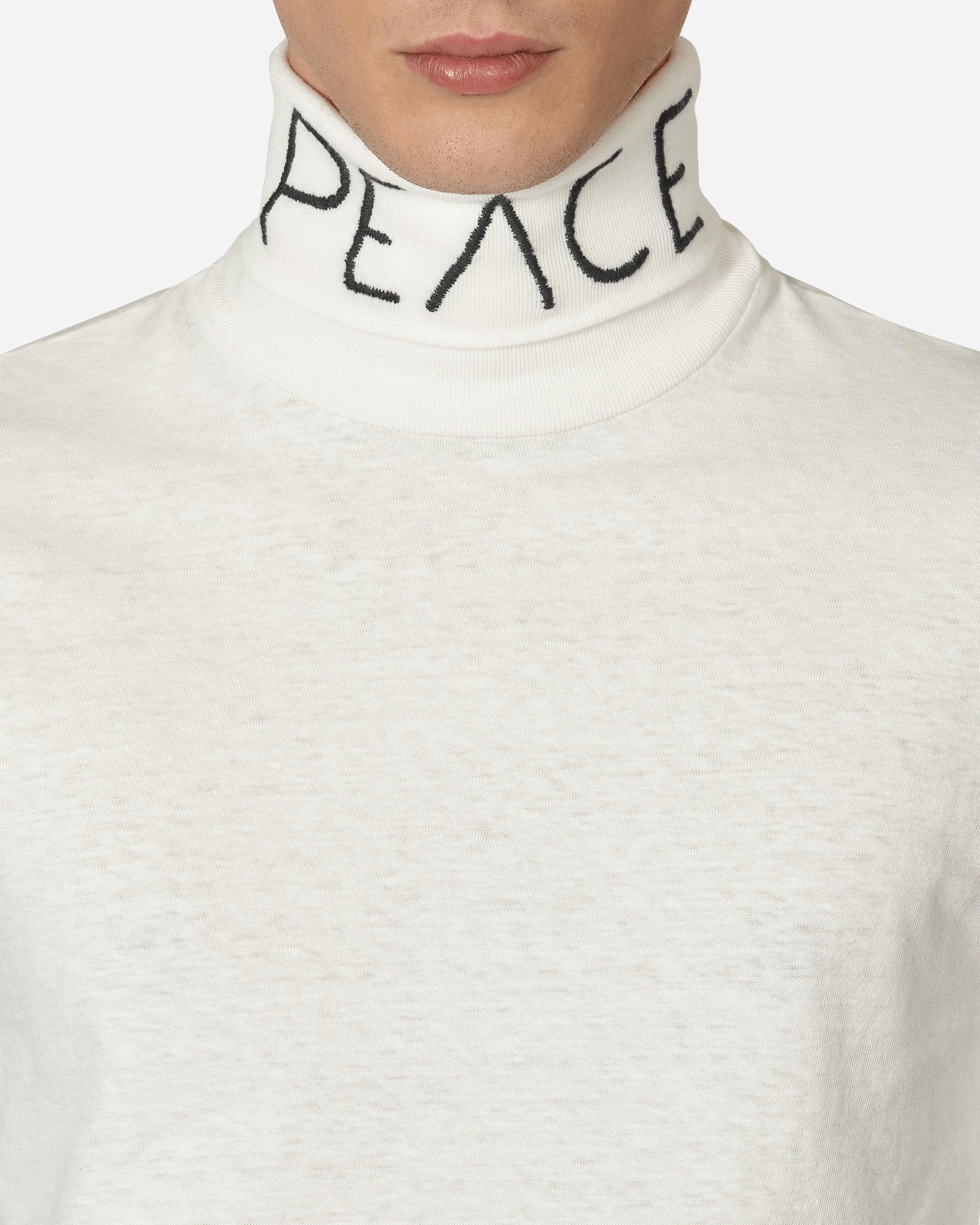 Kapital 18.5/-Jersey High Neck Long Sleeve T (Peace) White T-Shirts Longsleeve EK1301  001