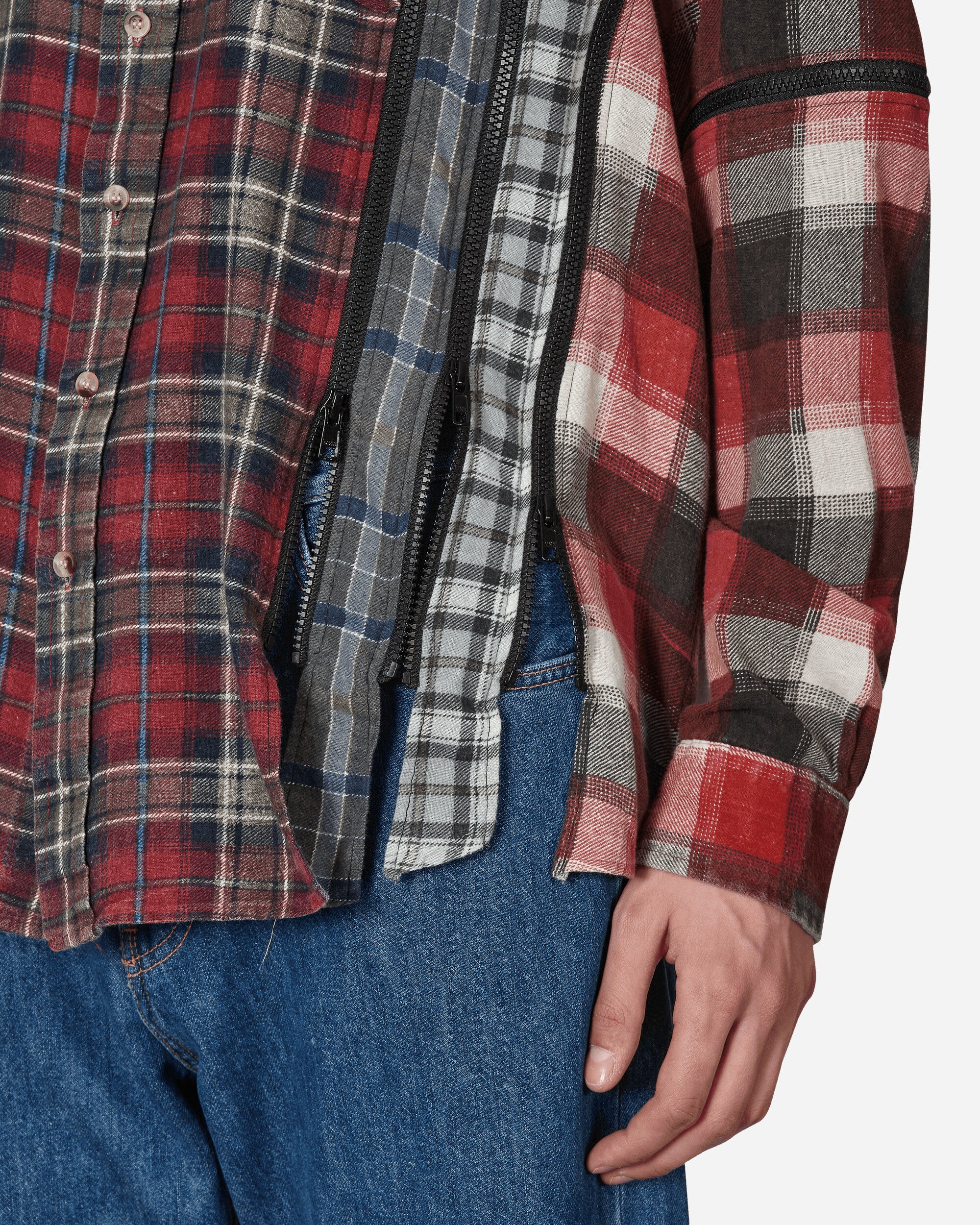 Needles Flannel Shirt - 7 Cuts Zipped Wide Shirt Assorted Shirts Longsleeve Shirt MR343 1006