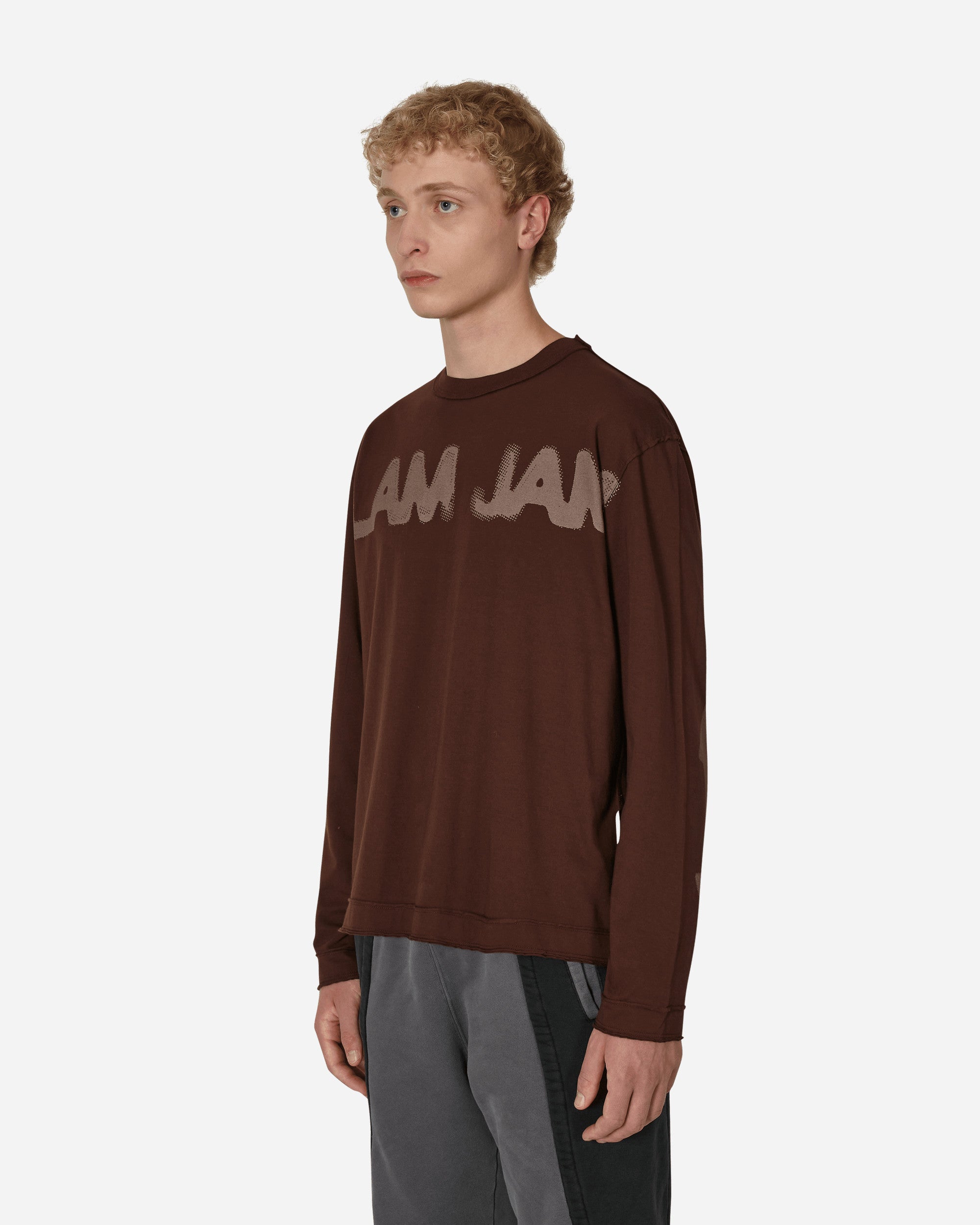 Slam Jam Raw Cut L/S Tee Brown T-Shirts Longsleeve SBM0013FA05 BRW0001